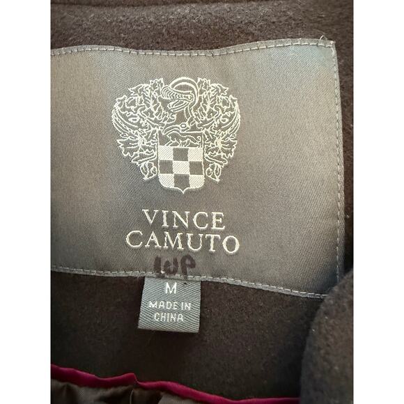 Vince Camuto Black Wool Cashmere Blend Belted Coat With Gold Buttons Medium - Picture 5 of 6